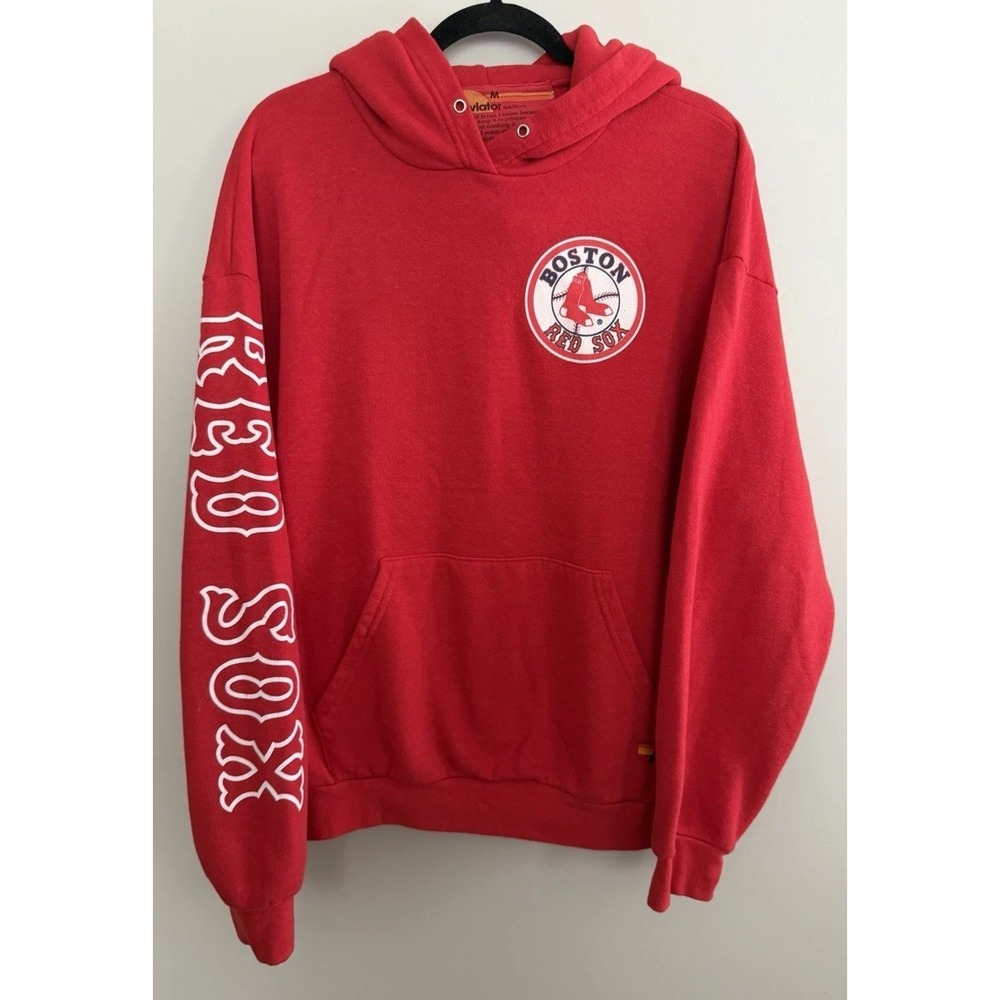 Aviator Nation Red Sox Relaxed Pullover Hoodie Red Size Medium